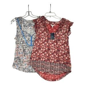 Lucky Brand Set of 2 Women's Patterned Tops - Size Small -‎ Boho Style